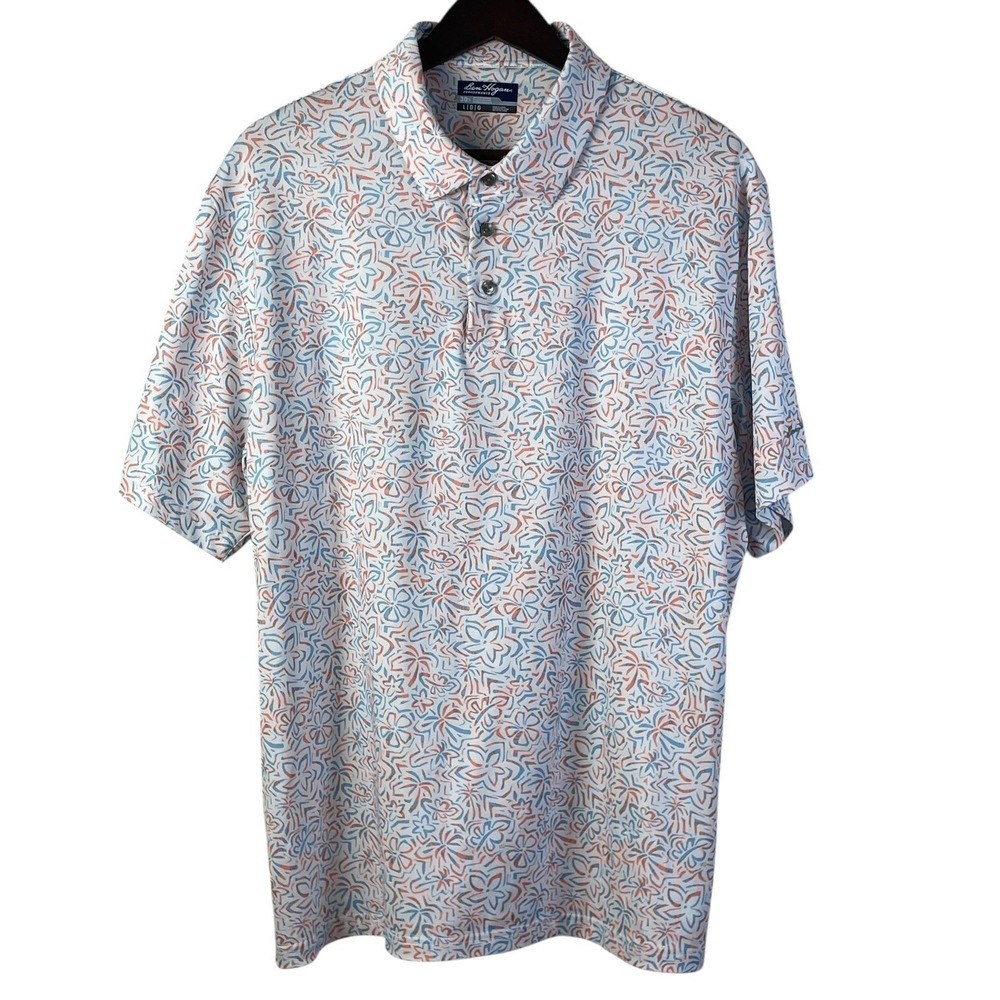 Ben Hogan Performance Polo Shirt Men's‎ L Hibiscus Print Stretch Golf Collared